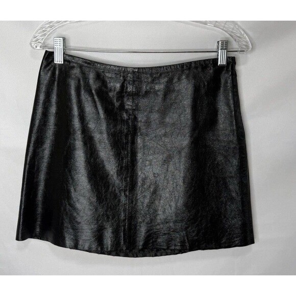 Y2K Vintage Esprit Black Leather Mini Skirt S Fully Lined 28" Waist Iconic - Picture 3 of 11